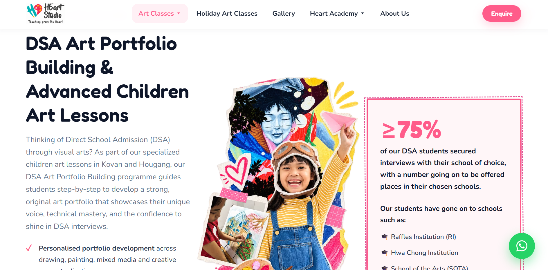 heART Studio - Art school website screenshot 3